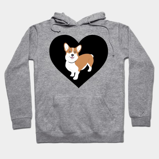 Corgi In A Black Heart Hoodie by CorgiButtDance